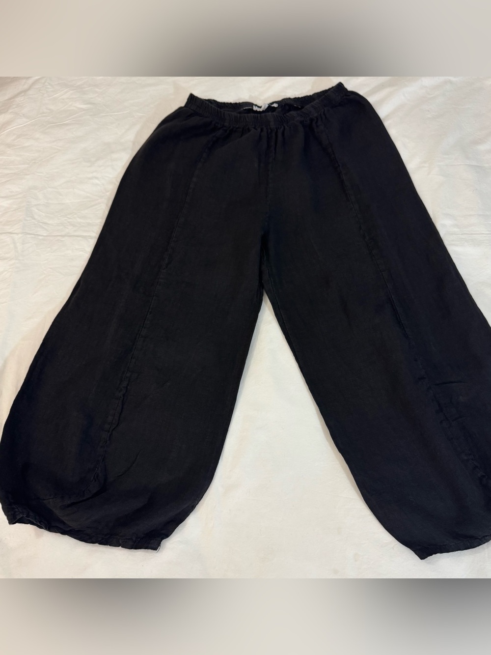 Tempo Paris Black Linen Balloon Pants Made in Italy Medium
